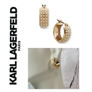 🐘🐘💓 Karl Lagerfeld Pearl Hoop Huggie Earrings